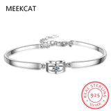 925 Silver Love Heart Moissanite Bracelet Adjustable Chain Gemstone Jewelry