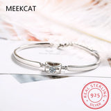 925 Silver Love Heart Moissanite Bracelet Adjustable Chain Gemstone Jewelry