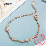 Moissanite Bracelet 925 Silver Flower Chain for Women
