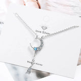 Moissanite Diamond Moon Star Pendant Necklace 925 Sterling Silver