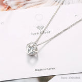 Moissanite Square Cube Pendant Necklace 925 Sterling Silver Chain