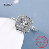 Moissanite Diamond Square Ring D 1CT 2CT Real 925 Sterling Silver For Women Wedd