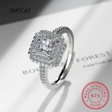 Moissanite Diamond Square Ring D 1CT 2CT Real 925 Sterling Silver For Women Wedd