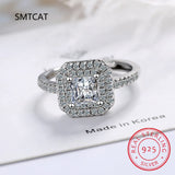 Moissanite Diamond Square Ring D 1CT 2CT Real 925 Sterling Silver For Women Wedd