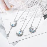 Moissanite Diamond Tassel Necklace 925 Silver Moon Star Pendant