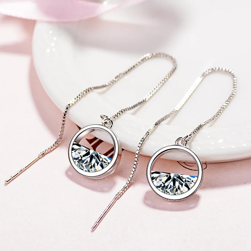 Moissanite Drop Earrings Silver Bridal Wedding Jewelry