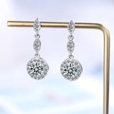 Moissanite Drop Earrings 925 Silver Women Bridal Wedding Earing