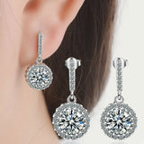 Moissanite Drop Earrings 925 Silver Women Bridal Wedding Jewelry