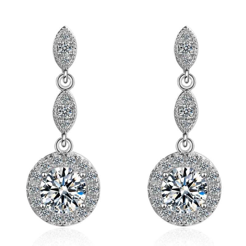 Moissanite Drop Earrings 925 Silver Women Bridal Wedding Earing