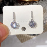 Moissanite Drop Earrings 925 Silver Women Bridal Wedding Jewelry