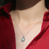 Moissanite Drop Pendant Clavicle Chain Necklace Women Bridal Wedding Accessorie