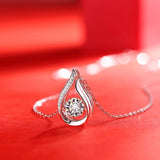 Moissanite Drop Pendant Clavicle Chain Necklace Women Bridal Wedding Accessorie