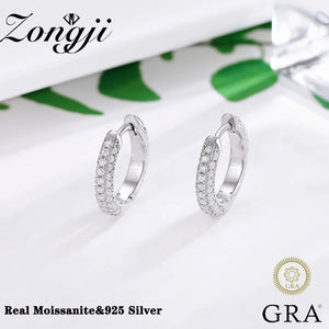 Moissanite Ear Buckle Silver Earrings