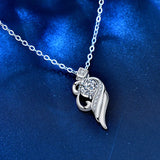 Moissanite Necklace 925 Sterling Silver Angel Wing Pendant