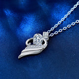 Moissanite Necklace 925 Sterling Silver Angel Wing Pendant