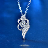 Moissanite Necklace 925 Sterling Silver Angel Wing Pendant