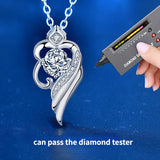 Moissanite Necklace 925 Sterling Silver Angel Wing Pendant