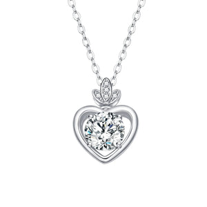 Moissanite Necklace Heart Shape 925 Sterling Silver Pendant Chain