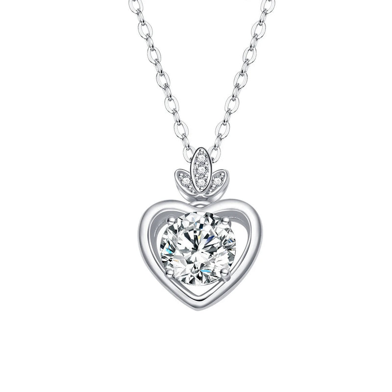 Moissanite Necklace Heart Shape 925 Sterling Silver Pendant Chain