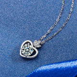 Moissanite Heart Necklace 925 Sterling Silver Pendant Chain Fine Jewelry