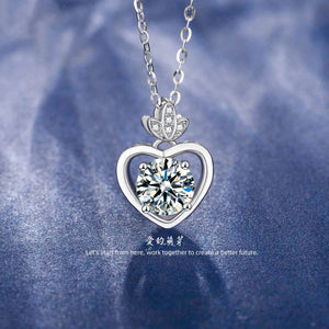Moissanite Necklace Heart Shape 925 Sterling Silver Pendant Chain