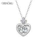Moissanite Heart Necklace 925 Sterling Silver Pendant Chain Fine Jewelry