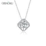 Square Moissanite Necklace 925 Sterling Silver Clavicle Jewellry