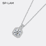 1CT Moissanite Necklace CZ Pave Chain Pendant Wedding Jewellery