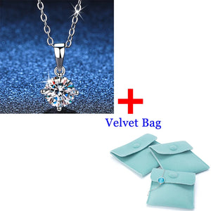 0.5ct/1ct Moissanite Pendant Necklace Sterling Silver Lab Diamond Necklace