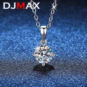 0.5ct/1ct Moissanite Pendant Necklace Sterling Silver Lab Diamond Necklace