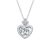Moissanite Pendant Necklace 925 Sterling Silver Heart Shaped Necklace