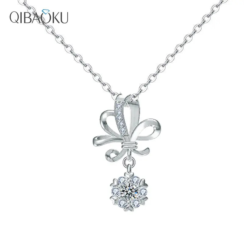 Moissanite Pendant Necklace 925 Sterling Silver Bouquet Ins Jewelry