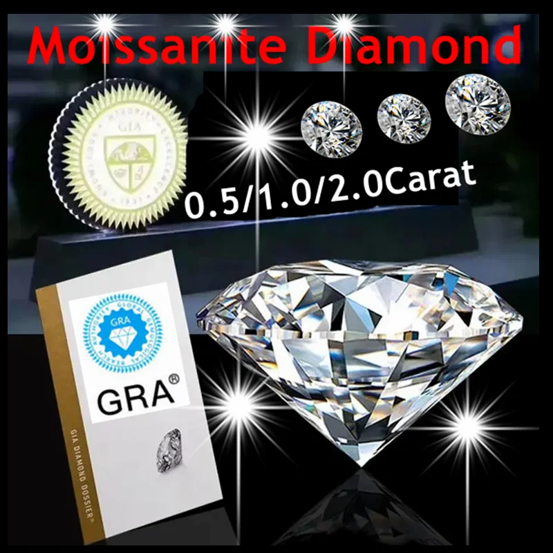 Moissanite 0.5-2.0ct Lab Diamond Test Passed Gem