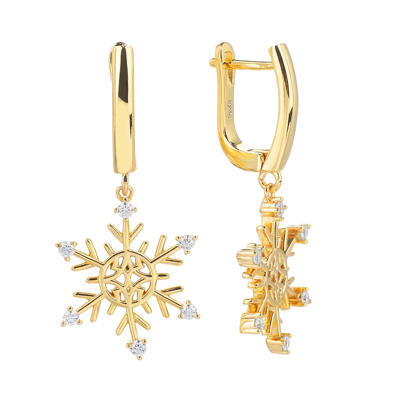Moissanite Snow Hollow Out Earrings 925 Silver Women Dangle Earring