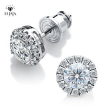 Moissanite Stud Earrings 18K Plated 925 Sterling Silver Round Cut