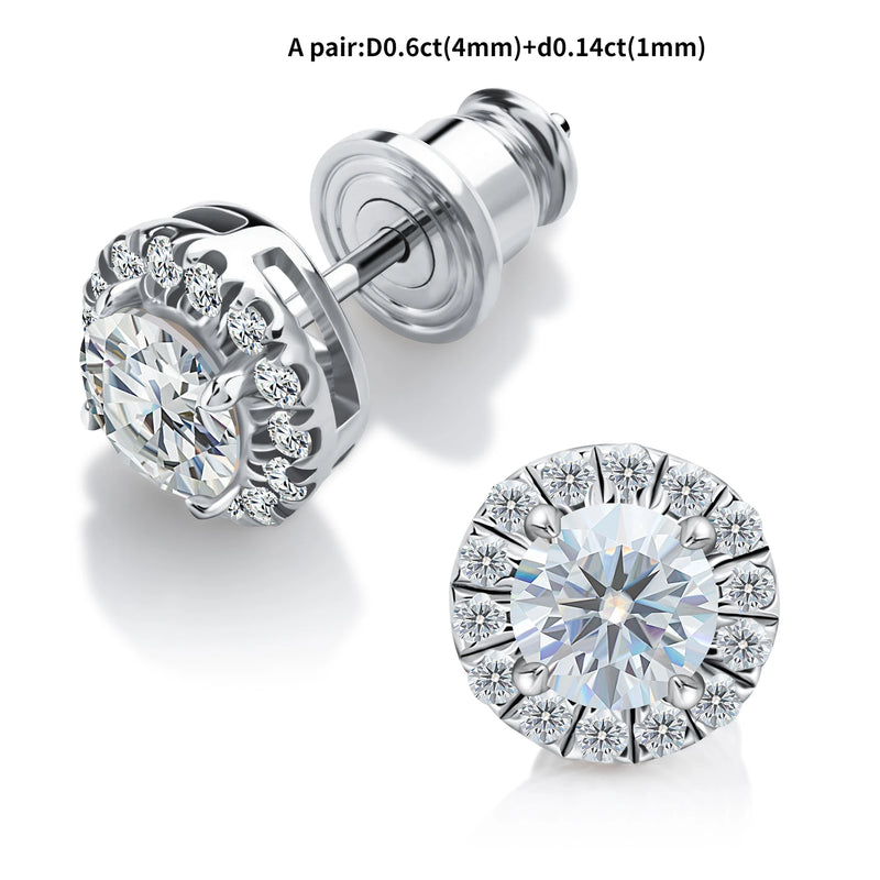 Moissanite Stud Earrings 18K Plated 925 Sterling Silver Round Cut