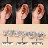Moissanite Stud Earrings 18K Plated 925 Sterling Silver Round Cut