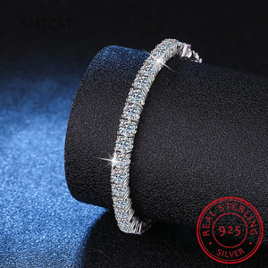 Moissanite Tennis Bracelet 925 Sterling Silver Classic Platinum Plated MSB002