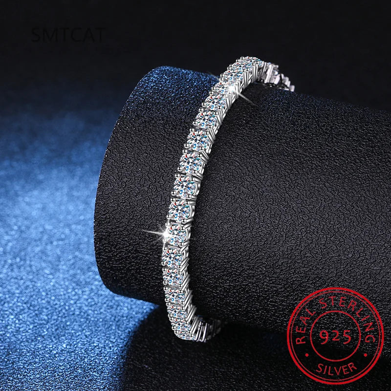 Moissanite Tennis Bracelet 925 Sterling Silver Classic Platinum Plated MSB002