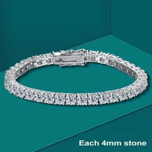 Moissanite Tennis Bracelet, 925 Silver Plated Bangle for Women Men