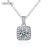 Moissanite Sterling Silver Necklace Princess Pendant Jewelry