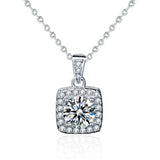 Moissanite Sterling Silver Necklace Princess Pendant Jewelry