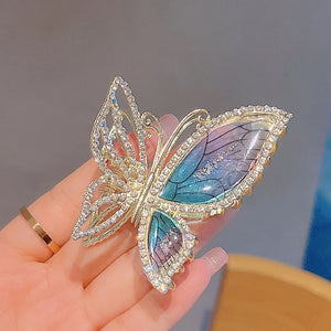 Rhinestone Butterfly Hair Clip Metal Hair Claw Barrette