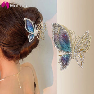 Rhinestone Butterfly Hair Clip Metal Hair Claw Barrette