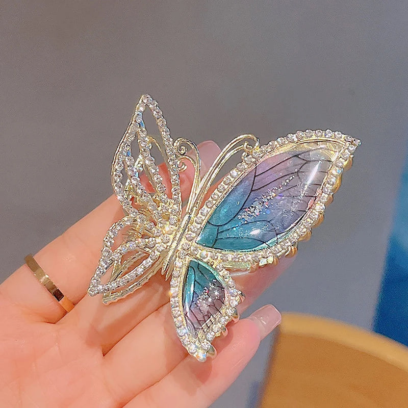 Rhinestone Butterfly Hair Clip Metal Hair Claw Barrette