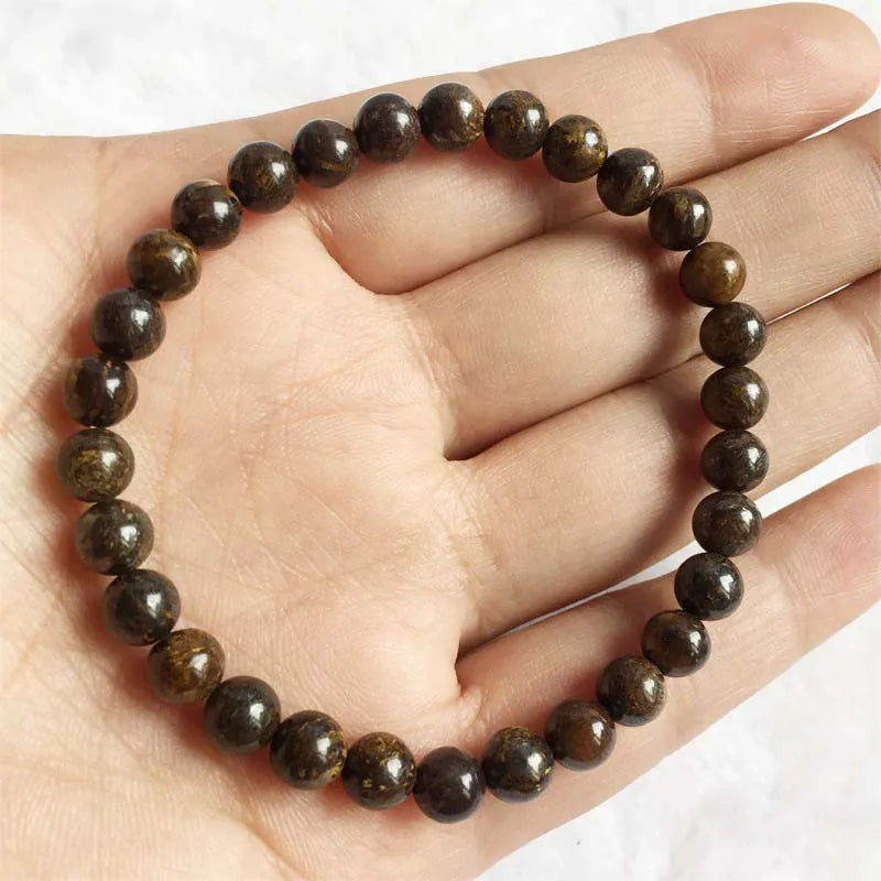 Moldavite Copper Bracelet w/ Iron, Natural Stone Bead Jewelry