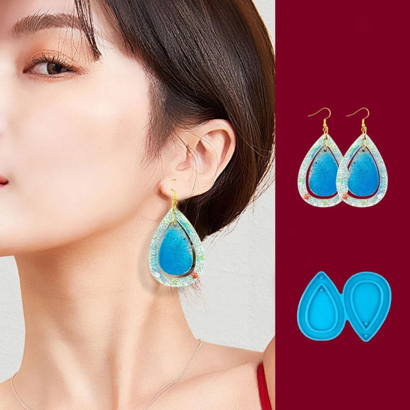 3PCS Teardrop Resin Earring Mold Silicone Epoxy Keychain Molds DIY