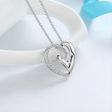 Mom & Child Necklace 925 Silver Infinity Love Heart Pendant Gift