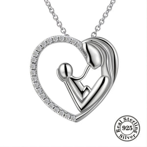 Mom & Child Necklace 925 Silver Infinity Love Heart Pendant Gift