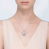 Mom & Child Zircon Pendant Necklace 925 Silver Rose Chain Gift